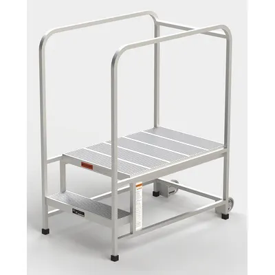 EGA Mobile Work Platform: 1.7 ft Platform Ht - Max, 24 in x 35 in, Aluminum - Lightweight Tilt-&-Move Rolling Single-Access Platforms