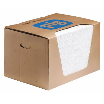PIG Sorbent Pad: 28 3/16 oz Volume Absorbed Per Pad, 20 in x 15 in Pad Size (L x W) - Sorbent Pads