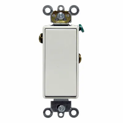 LEVITON Wall Switch: Rocker Switch, Single Pole, Maintained, White, 120/277V AC - Rocker Wall Switches