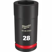 MILWAUKEE Deep Impact Socket: 3/4 in Drive Size, Metric, 28 mm Socket Size, 6-Point, Deep, Friction (MPN 49-66-6403)