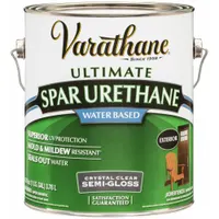 VARATHANE Finish: Finish, Exterior, Water, 1 gal Container Size, Wood, Semi-Gloss, Crystal Clear (MPN 250131)