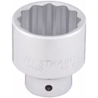 WESTWARD Socket: Metric, 3/4 in Drive Size, 55 mm Socket Size, 12-Point, Std, Chrome, Socket