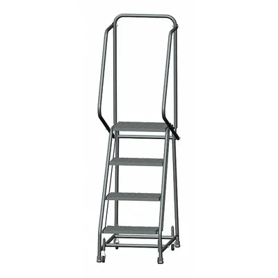 BALLYMORE Rolling Ladder: 3.2 ft Platform Ht, Unassembled, Steel, Wt-Actuated - Steel Weight-Actuated Ladders