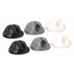 This adhesive mount cable clip is made of black SEBS and measures 1 in by 1 in. It features a 0.31 in slot width for securing cable bundles up to 0.31 in diameter. Suitable for routing and managing wiring in control panels, machinery, and workspaces. Sold in a 6-pack.