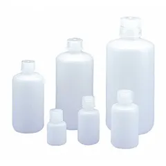 HDPE Narrow Mouth Round Lab Bottle, 4 fl oz (125 mL), Natural, 24-415 Screw Closure, Unlined