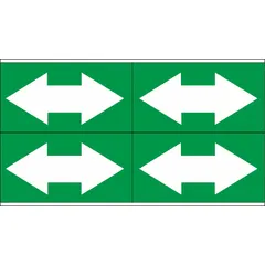 Vinyl pipe marker with directional flow arrow for identifying pipe contents and flow direction. Green background with white legend text. Non-reflective. Supplied on a 7 in wide roll. Suitable for use in industrial piping systems.