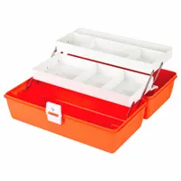FLAMBEAU First Aid Case: 14 1/4 in L x 5 3/4 in W x 1 3/8 in D, Copolymer Resin, Orange, 0-10 in (MPN 6770PM)