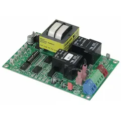 This furnace control board manages ignition sequencing, blower timing, and safety limit circuits in residential and light-commercial gas furnaces. It serves as a direct replacement for failed original boards to restore heating system operation.