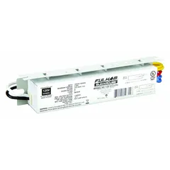 Rapid start electronic ballast for operating one F15T8 fluorescent lamp. Accepts 13 W, 14 W, 15 W, or 21 W bulbs. Designed for use in commercial and industrial lighting fixtures requiring flicker-free operation.