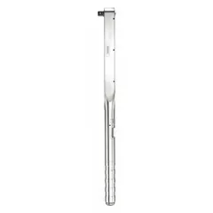 Ratcheting micrometer torque wrench with 1/2 in drive, torque range 40 N-m to 200 N-m. Features dual-scale dial in foot-pounds and newton-meters. Tether capable. Used for precision tightening of fasteners in assembly and maintenance tasks.