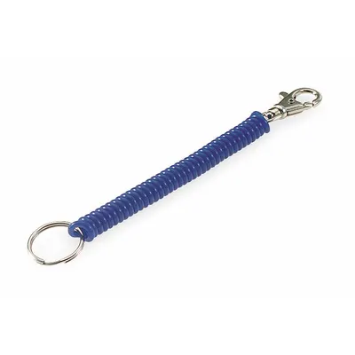 LUCKY LINE PRODUCTS Wrist Coil: 7/8 in Key Ring Dia, Polyurethane, Blue, 3/8 in Overall Wd - Key Wrist Straps
