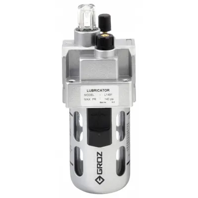 GROZ Compressed Air Lubricator: Micro Mist, 1/4 in NPT, 58 cfm, 145 psi Max Op Pressure - GROZ FRL Air Lubricators