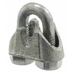 This pre-galvanized steel cable clamp is designed for securing small-diameter cables or tubing with a maximum outside diameter of 1/16 in. The steel construction with pre-galvanized finish offers corrosion resistance for use in industrial fastening, electrical routing, and light mechanical installations.