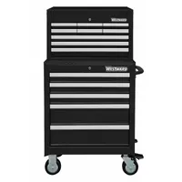 WESTWARD Tool Chest and Cabinet Combination: 14 Drawers, Light Duty, Keyed, Black / Powder Coated