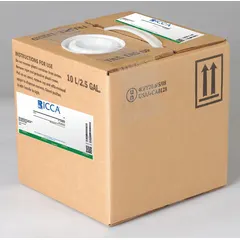 Liquid pH buffer with a concentration of pH 7.99 to 8.01, supplied in a 10 L volume. Lab grade, packaged in a plastic container within a box. Used for calibrating and verifying pH meters and sensors in laboratory settings.