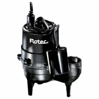 FLOTEC Sewage Ejector Pump: Cast Iron, Single Phase, 1/2 hp, 115V AC, 90 gpm Flow Rate @ 10' of Head (MPN FPSE3601A)