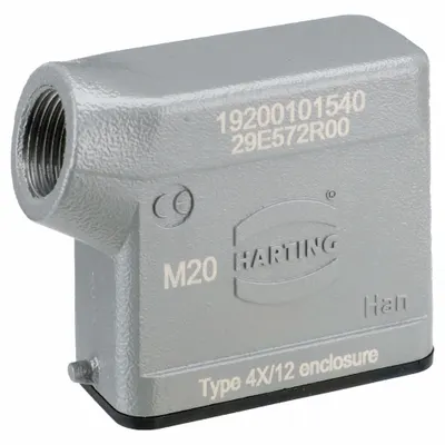 HARTING Rectangular Connector Hood: Size 10 A, Side, Single-Entry, M20 Cable Entry - Hoods for Rectangular Connectors