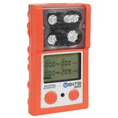 Portable multi-gas detector for monitoring Nitrogen Dioxide in industrial environments. Orange housing with IP66/IP67 ingress protection. Powered by a Lithium Ion battery.