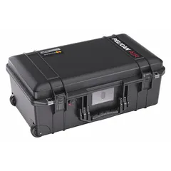 This lightweight suitcase-style case features a double-throw closure and is carry-on size for airline travel. It includes interior dividers for organizing sensitive equipment such as cameras, electronics, or tools. The case weighs 11 lb and is black.