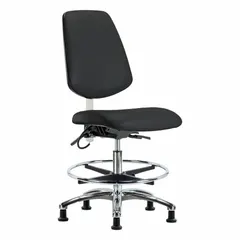 Vinyl ESD Task Chair, Armless, Black, Aluminum Base, Height Adjustable 21 1/2" to 29"