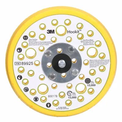 3M Hook-and-Loop Disc Backup Pad: 5 in Dia x 11/16 in T, 5/16"-24 Threaded-Shank - Threaded-Shank Vacuum-Hole Sanding Disc Backing Pads