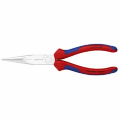 Serrated flat gripping surface with integrated cutter. 8 in overall length, 3 in jaw length, 1/8 in tip width. For precision gripping, bending, and cutting in confined spaces.