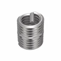 M14-2.00 metric coarse thread helical insert with screw-locking feature and tang for installation. Made from 18-8 stainless steel, plain finish, right-hand thread direction. Requires 14.5mm drill bit and M14-2.00 STI tap. Tensile strength 200,000 to 250,000 psi. Used to repair or reinforce threads in metal substrates