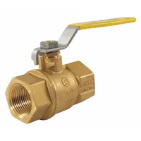 This JOMAR VALVE T-100NE is a 2-inch brass ball valve with a straight body and FNPT x FNPT connections. It features a full port ball port for minimal pressure drop and a locking lever handle for secure manual operation. Suitable for use in commercial and light industrial piping systems for water, oil, and gas applications