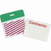 Card Clip On Badge: Contractor, Vinyl, White, 2 in Card Ht, 3 in Card Wd, 500 PK (MPN 95661)