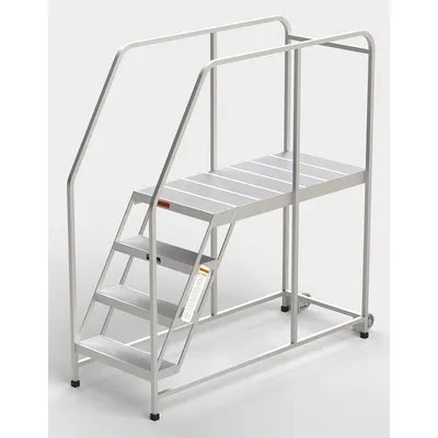EGA Mobile Work Platform: 3.3 ft Platform Ht - Max, 24 in x 49 in, Aluminum - Lightweight Tilt-&-Move Rolling Single-Access Platforms