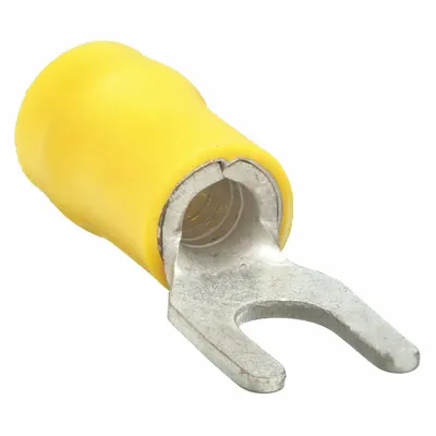 OEM Fork Terminals: Yellow, Vinyl, 1/4 in Stud Size, 12 AWG – 10 AWG Wire Range - Insulated Fork Terminals