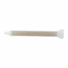 This 5-inch mixing nozzle features a gold stepped taper tip and is designed for 2:1 mix ratios, also supporting 1:1 and 1/2:1 ratios. It is part of the EPX series and is used for dispensing and mixing two-part adhesives, sealants, or coatings in industrial bonding, assembly, and repair applications.