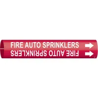 Pipe Marker: Fire Auto Sprinklers, Red, White, Fits 1 1/2 to 2 3/8 in Pipe O.D., 1 Pipe Markers (MPN 4059-B)