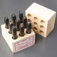 YOUNG BROS. STAMP WORKS Hand Stamp Kit: 0 thru 9 (6 doubles as 9), 1/8 in Character Ht, Steel (MPN 03091)