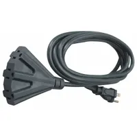 SOUTHWIRE Extension Cord: Outdoor Use, 25 ft Lg, 3 Outlets, 5-15P, 14/3, SJTOW, Black, W-Shape (MPN 2451)
