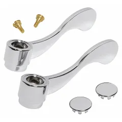 This metal wristblade handle in chrome finish is a replacement part for American Standard Heritage Series faucets. It operates both hot and cold water flow, suitable for commercial or residential sinks where wristblade operation is preferred for hygiene and ease of use.