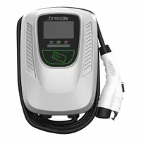 Level 2 electric vehicle charging station with wall or pedestal mount. Accepts 200 to 240V AC input and provides a single charging port. Suitable for residential, workplace, or commercial EV charging installations