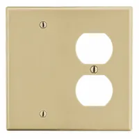 HUBBELL Wall Plate: Combo, 2 Gang, Ivory, Std Size (MPN P138I)