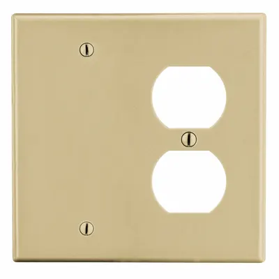 HUBBELL Wall Plate: Combo, 2 Gang, Ivory - Combination Wall Plates