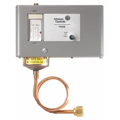 Electronic lube oil pressure control with 240V AC input voltage. Pressure set point range from -20.08 in Hg to 100.07604 psi. No alarm circuit included. Used in HVAC and refrigeration systems to monitor and maintain proper lube oil pressure in compressors.