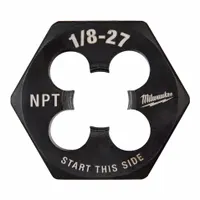 MILWAUKEE Hex Threading Die: 1/8"-27 NPT, 1 in Hex Wd, Black Oxide Carbon Steel (MPN 49-57-5389)