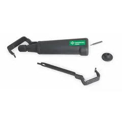 This cable slitter is designed for cutting cables from 8 AWG to 1250 kcmil. It features a carbon steel blade and a standard cushion grip for user comfort. The tool has a 7-inch overall length and is suitable for cutting operations on large-gauge cables in electrical installations.