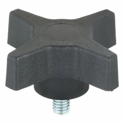 INNOVATIVE COMPONENTS Hand Knob: 4 Point, Plastic w/ Steel Thread, 5/16"-18 Thread - 4-Arm Knobs with Threaded Stud