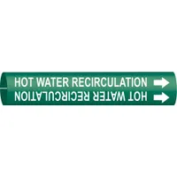 Pipe Marker: Hot Water Recirculation, Green, White, Fits 2 1/2 to 3 7/8 in Pipe O.D., 1 Pipe Markers (MPN 4336-C)