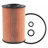 Cartridge oil filter element for Volkswagen vehicles. Cellulose media. 4 in overall height, 2 9/16 in outside diameter. Includes (5) O-rings