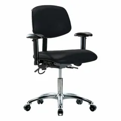 Vinyl ESD Chair with Arms, Adjustable Height 19-24 in, Aluminum Base