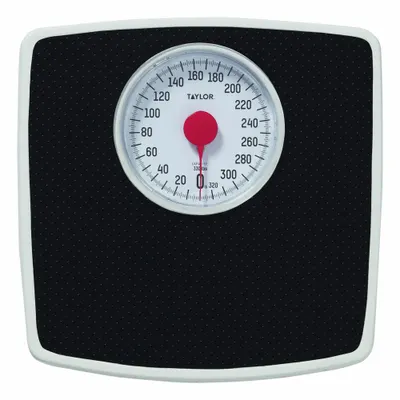 TAYLOR Bath Scale: Analog Dial, lb, 11 1/2 in Weighing Surface Wd - Bathroom Scales