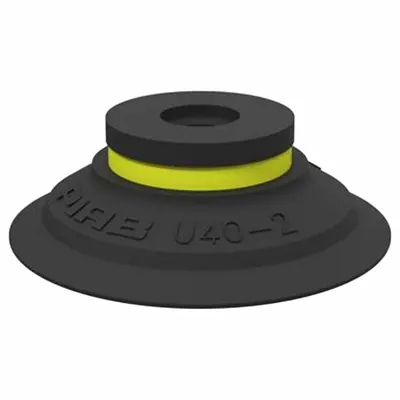 PIAB Vacuum Pad: Plain Pad without Adapter, 15.75 mm Pad Dia, Nitrile/PVC, Black - Flat Type Packaging Industry Vacuum Pads