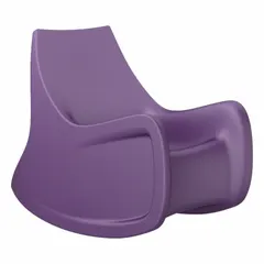 Single-seat rocking chair with a slate blue polyethylene seat and arms. Meets UL 94 HB flame resistance and ISO 22196 antibacterial standards. Suitable for commercial or institutional settings such as waiting areas, parks, or schools.