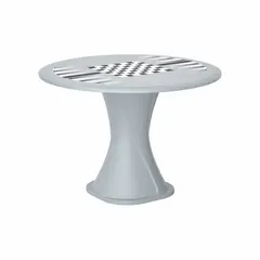 This 42-inch diameter game-top table from the Endurance series is constructed of gray polyethylene and accepts ballast for stability. Suitable for break areas, cafeterias, and outdoor seating in commercial or industrial settings.